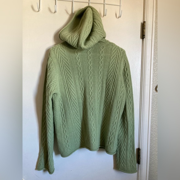 🌞Jillian Jones Lime Green Lambswool Blend Toggle Button Hooded Cardigan #Bl - Picture 8 of 9